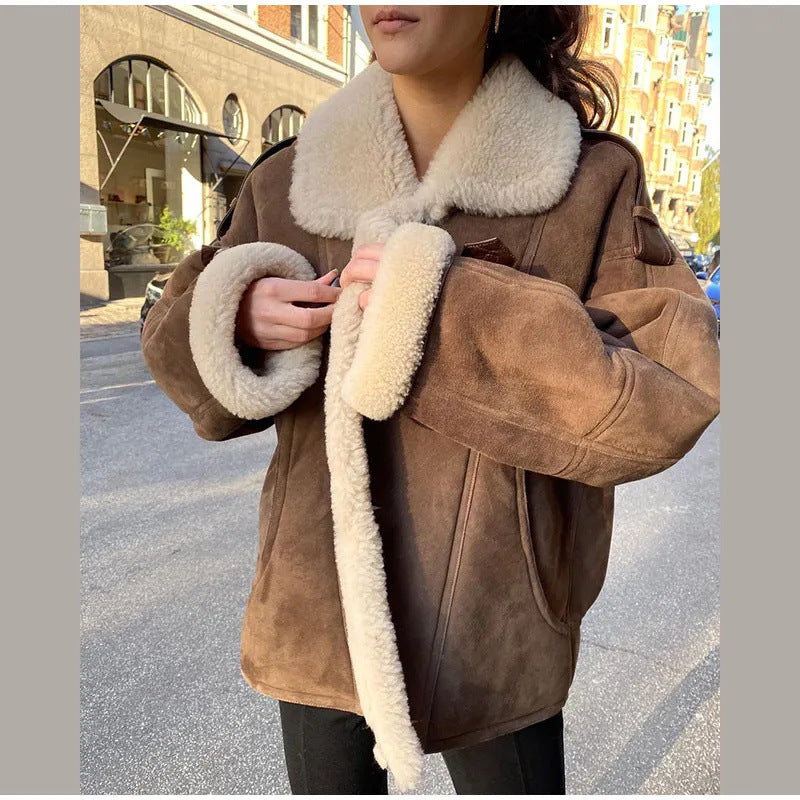 Women's Thickened Autumn And Winter Lamb Wool Warm Coat