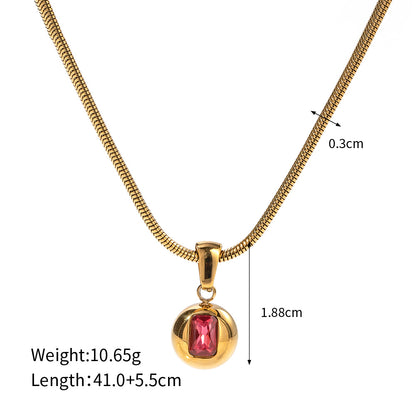 18K Gold Trendy Fashion Bead Inlaid Zircon Design Light Luxury Style Necklace