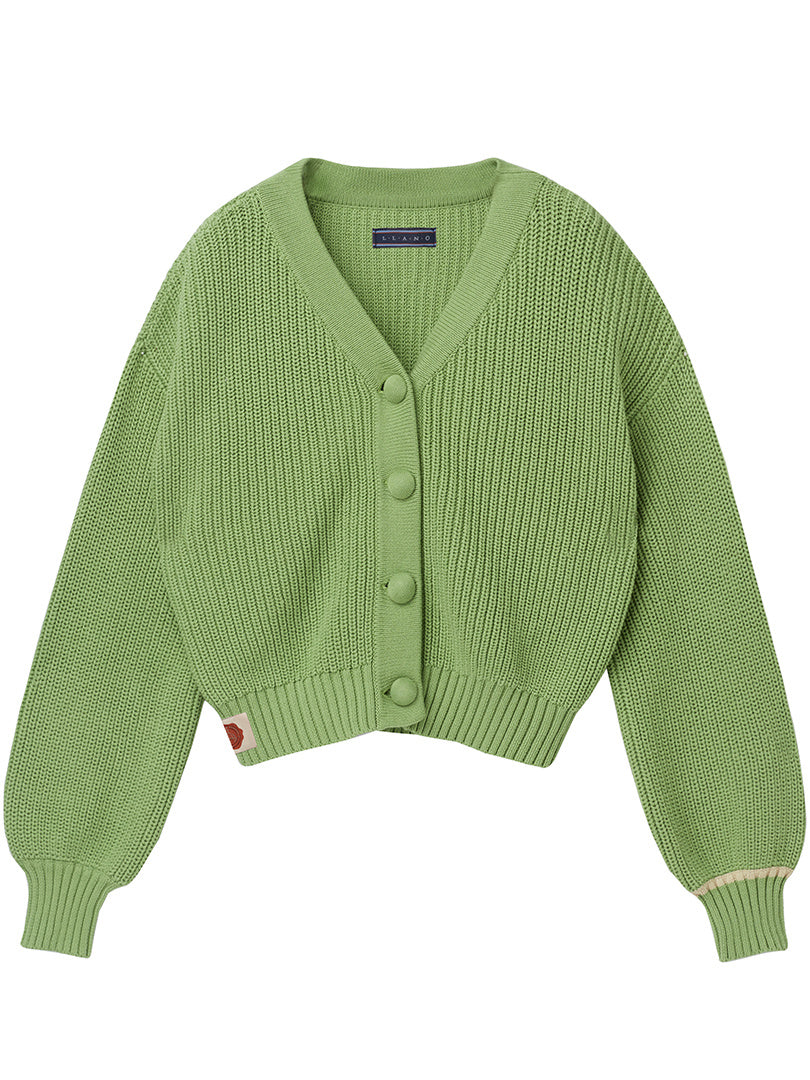 Pull cardigan pull vert herbe