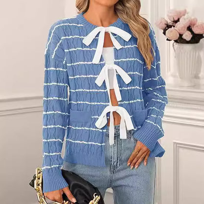 Cardigan tricoté pour femme avec haut noué