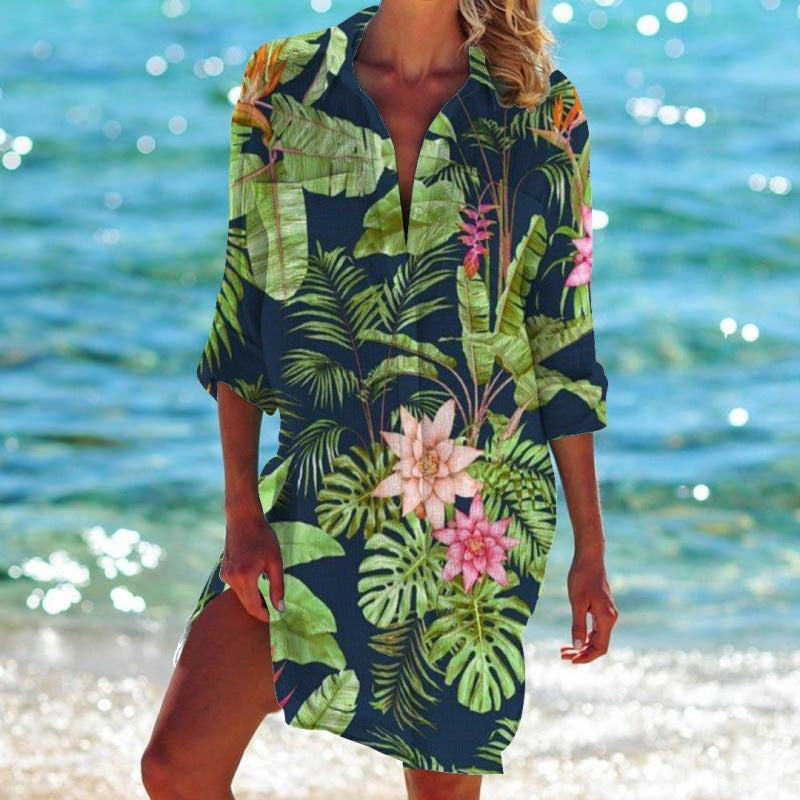 Chemise de bikini haut imprimé fleurs et plantes en 3D