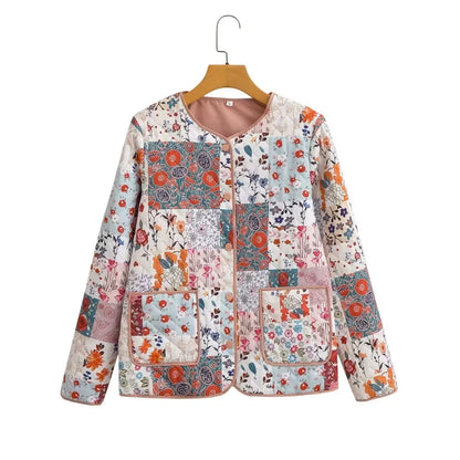 Women's Color Matching Printing Cotton Jacket