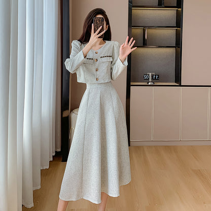 Chic Chanel-style Short Coat Skirt Adult Lady Like Woman High-grade Two-piece Suit