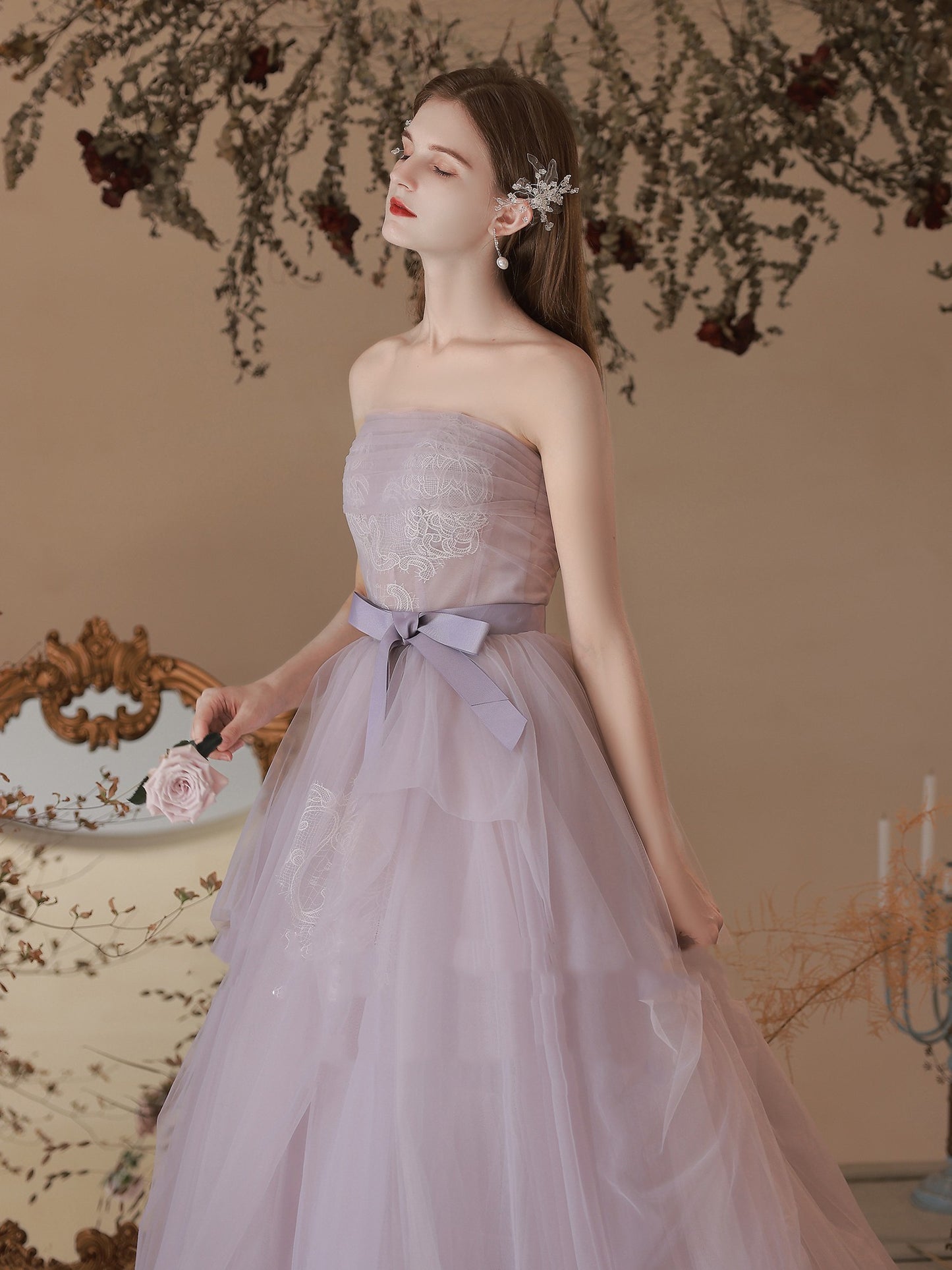 Dîner de fête violet robe bustier tubulaire robe de mariée