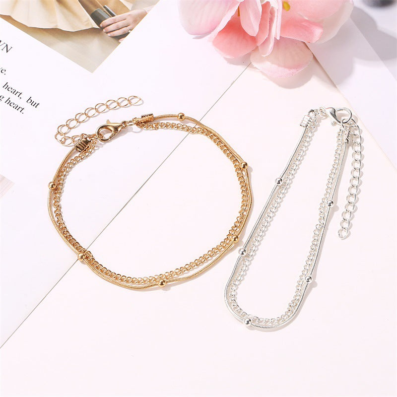 Exquisite and simple multi-layer snake bone chain design versatile anklet