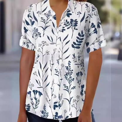 Chemise à manches courtes et boutonnée sur le devant à imprimé rayé