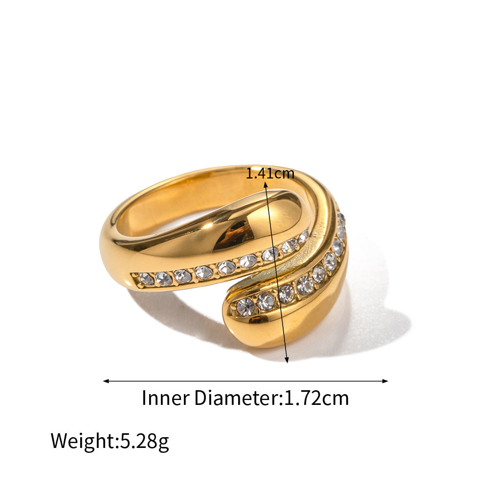 18K gold noble and simple drop-shaped zircon design versatile ring