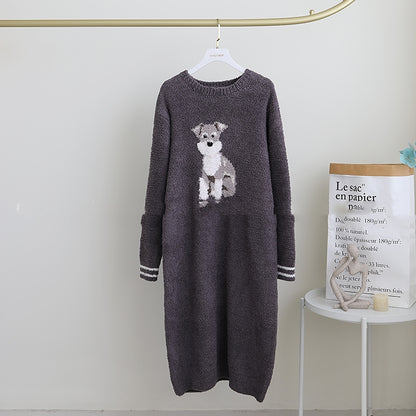 Pull à col rond pour femme, tenue de maison