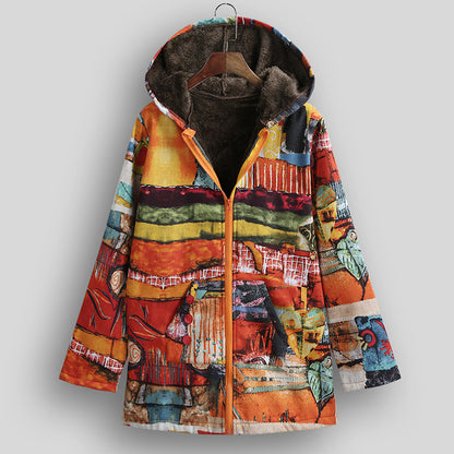 Versear Ethnic Frauen Jacke Bunte Graffiti Print Faux