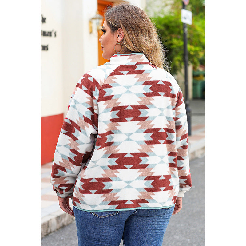 Lässige, lockere Jacke mit geometrischem Muster für Damen