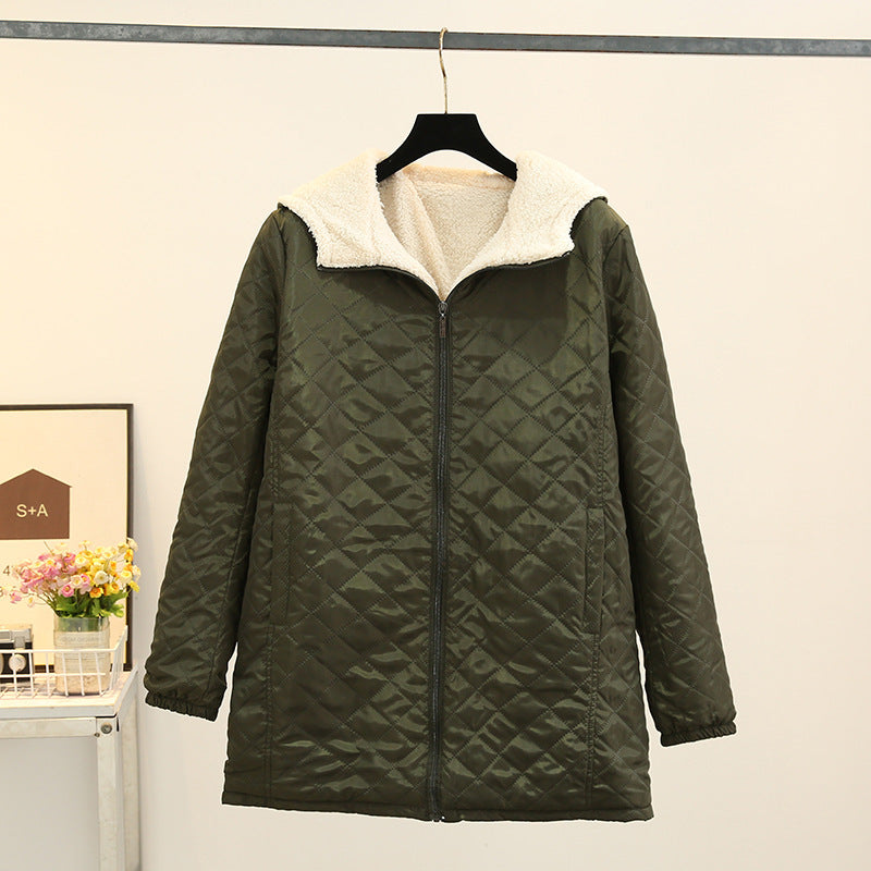 Winter Korean Style Thin Hood Long Sleeve Cotton Clothes Coat For Women