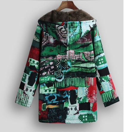 Versear Ethnic Frauen Jacke Bunte Graffiti Print Faux