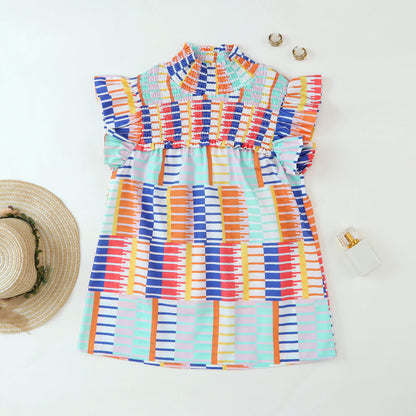 Women's Colorful Striped Printed Chiffon Shirt