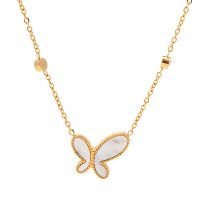 18K Gold Exquisite Fashion Butterfly Inlaid Diamond Design Versatile Necklace