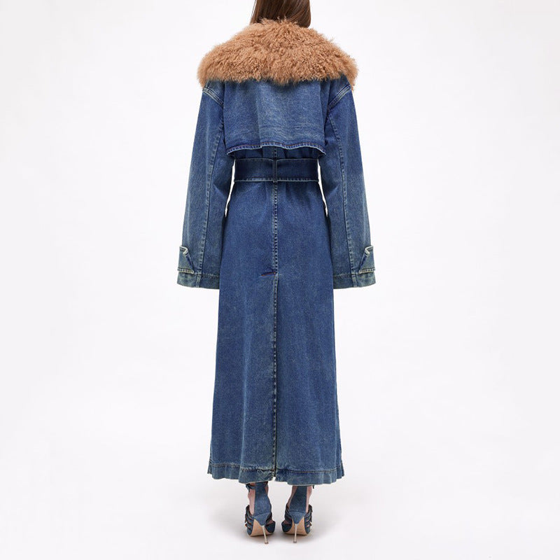 Women's Fashion Denim Trench Coat