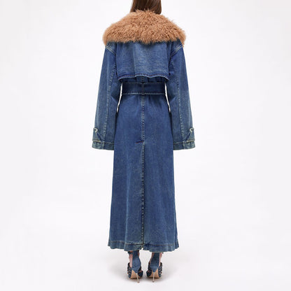 Women's Fashion Denim Trench Coat