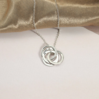 Trendy Fashion Three Circle Interlocking Customizable Name Design Light Luxury Style Necklace