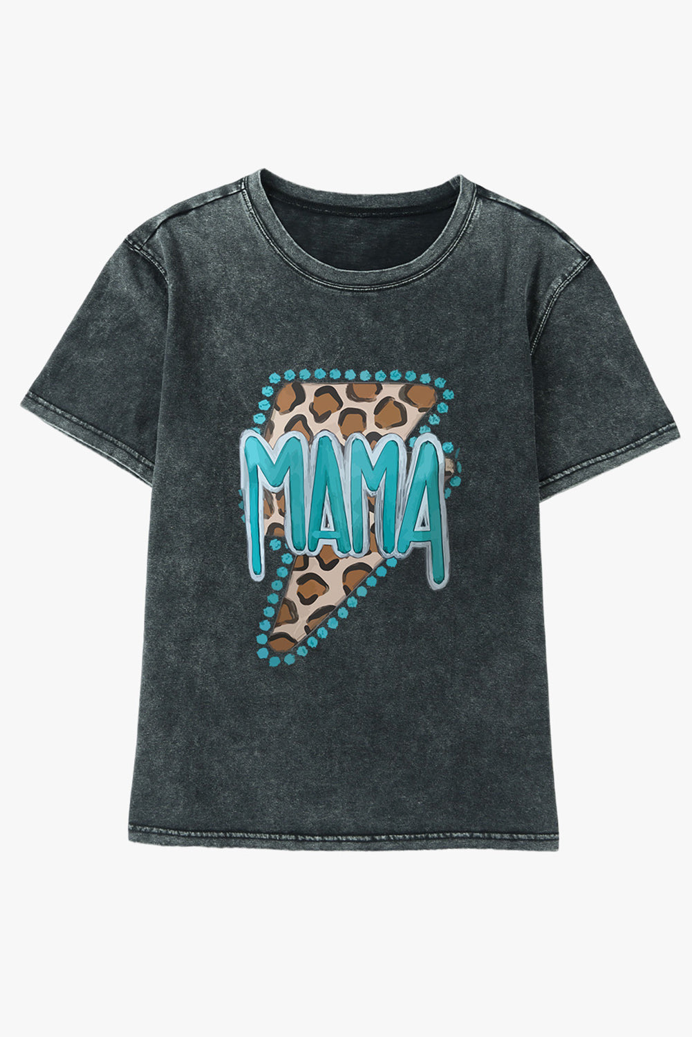 T-shirt noir à col ras du cou MAMA Leopard Lightning Graphic