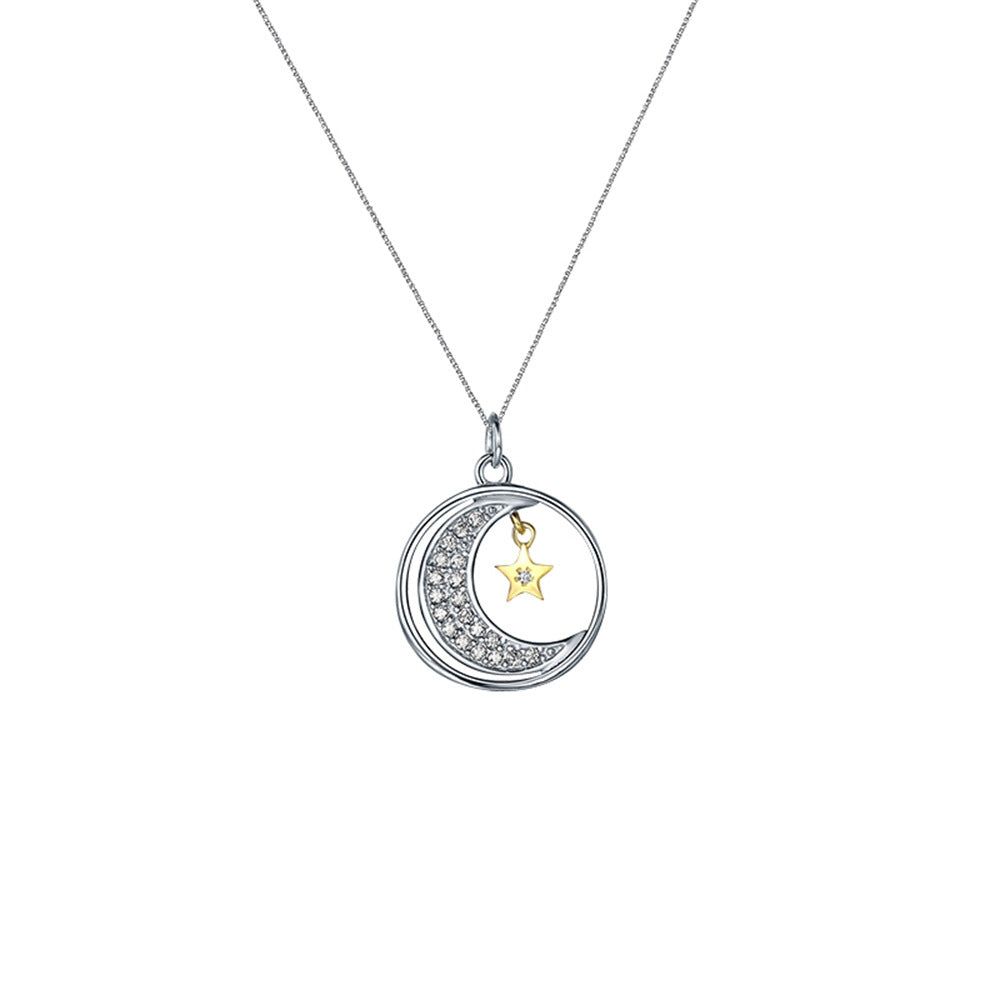 Collier avec pendentif en forme de lune, étoile et diamant, boîte-cadeau découpée à la mode, pour maman incroyable