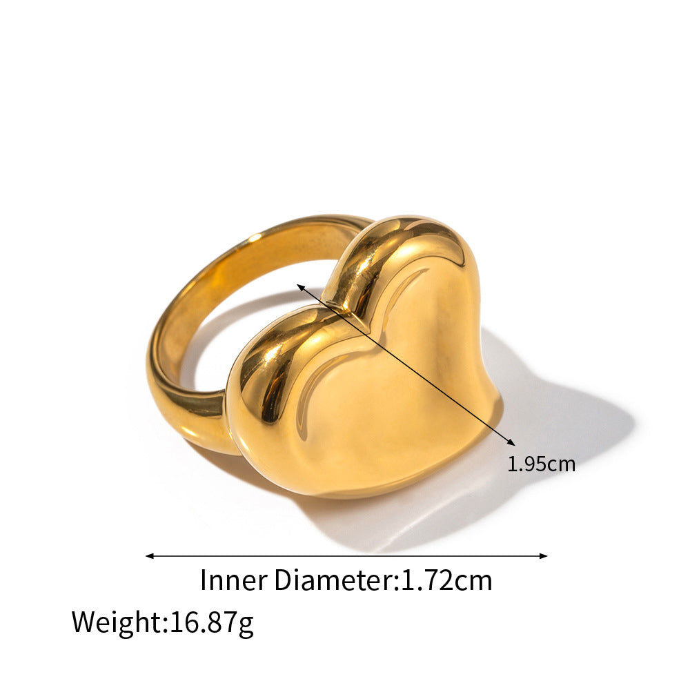 18K gold trendy exaggerated irregular shape/love shape design light luxury style ring