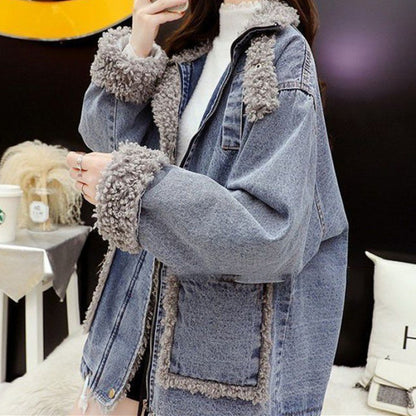 Women's Casual Loose Cotton Coat Versatile Denim Jacket