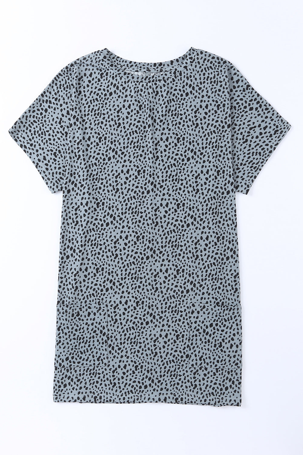 Cheetah Print Casual Side Pockets Short Sleeve Tunic Top