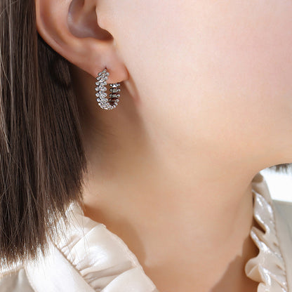 Boucles d'oreilles polyvalentes en forme de C, en or 18 carats, tendance