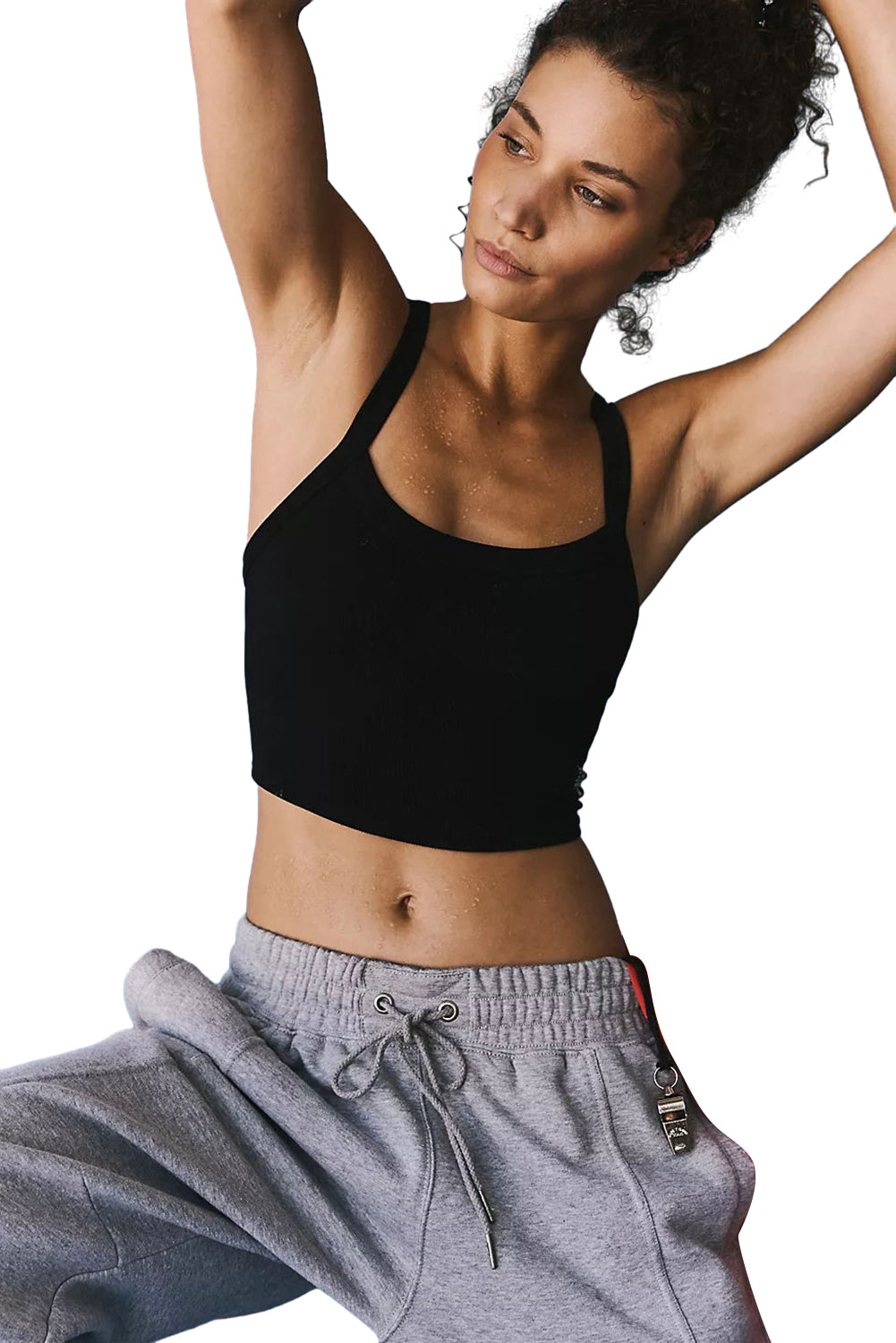 Bonbon Athletic Ribbed Knit Cropped Cami Top