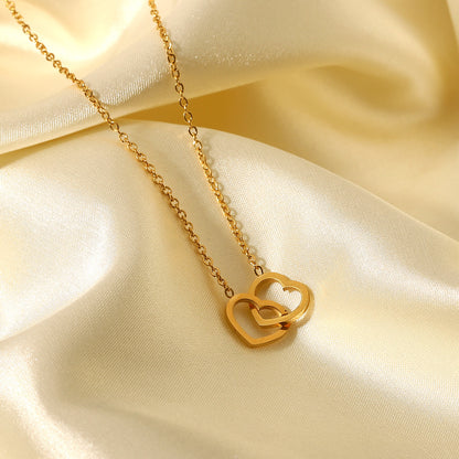 Hot Sale 18K Gold Double Heart Necklace