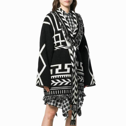 Women's fringed cashmere coat