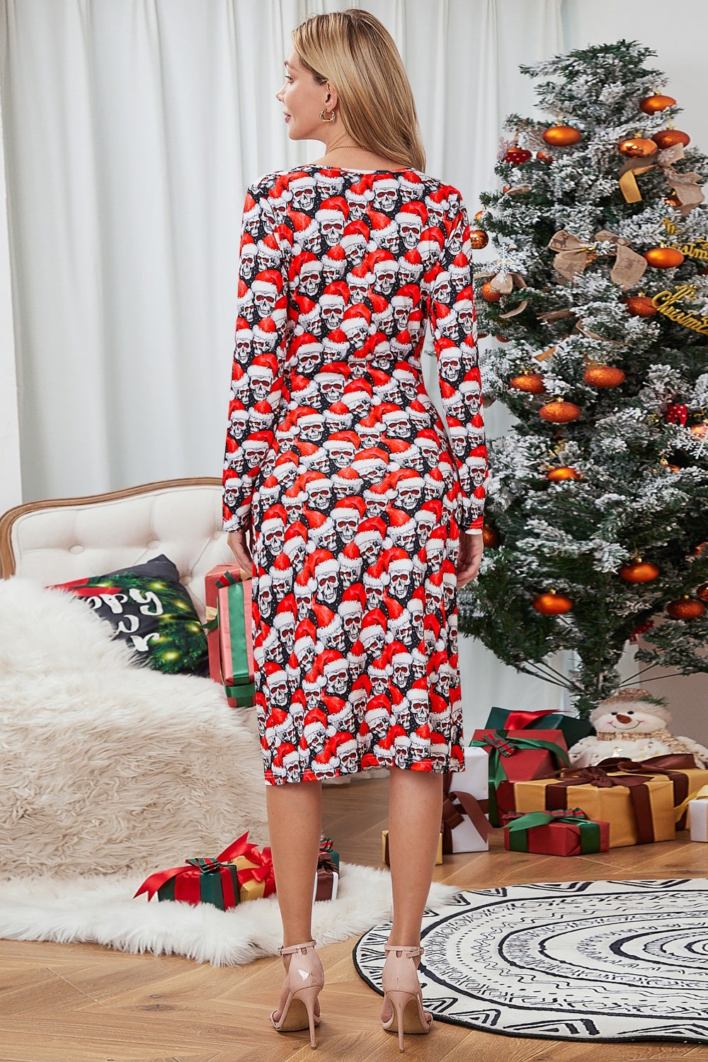 Robe à manches longues à imprimé élément de Noël