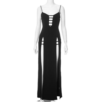 Einfarbiges, durchsichtiges, schmal geschnittenes Sling-Kleid mit Schlitz