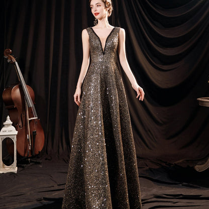 Robe de mariée noire à paillettes pour femmes