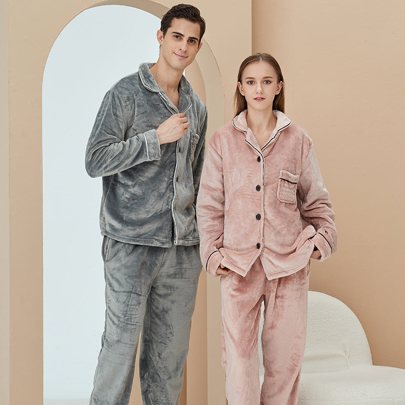 Women's Fashion Coral Fleece Thickened Loungewear Suit