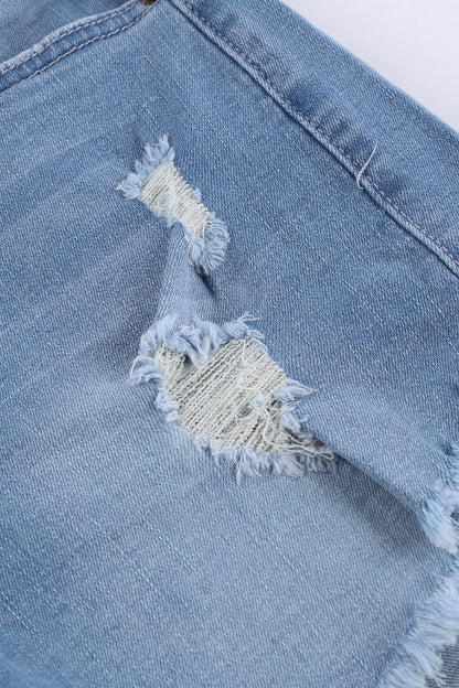 Light Blue Frayed Hem Denim Shorts