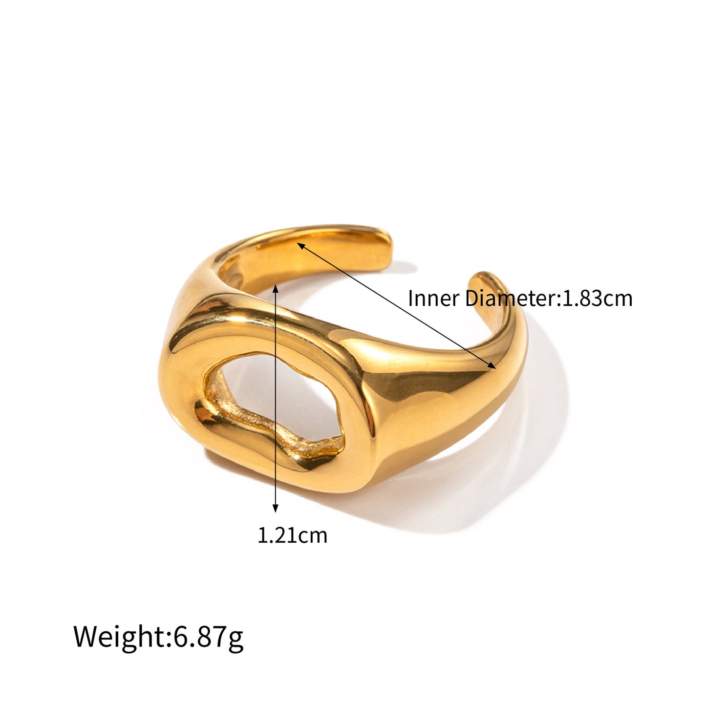 18K gold simple and personalized irregular-shaped hollow design ring