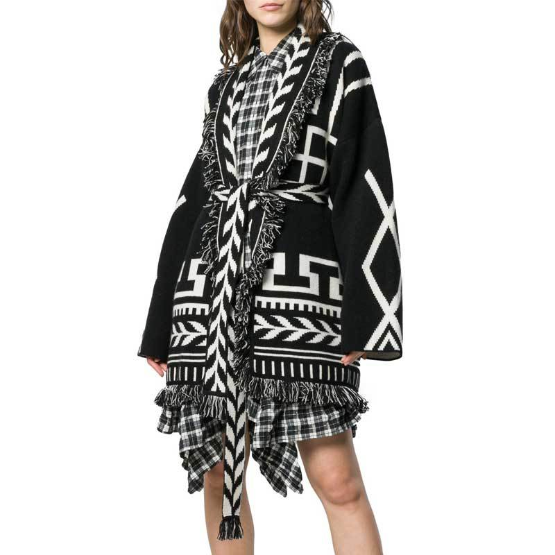 Women's fringed cashmere coat