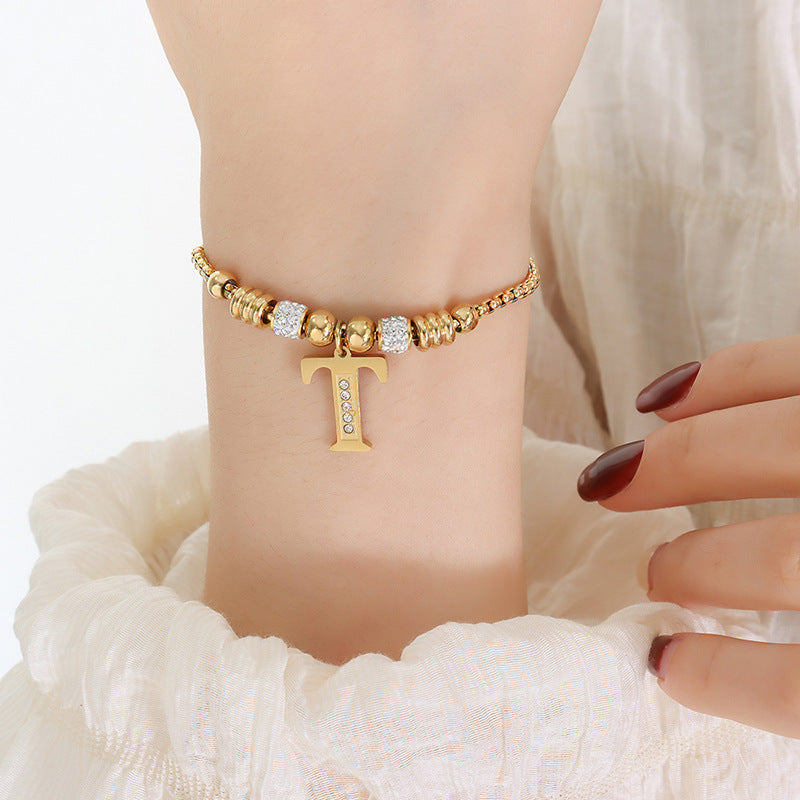 Bracelet polyvalent classique et à la mode en or 18 carats avec 26 lettres