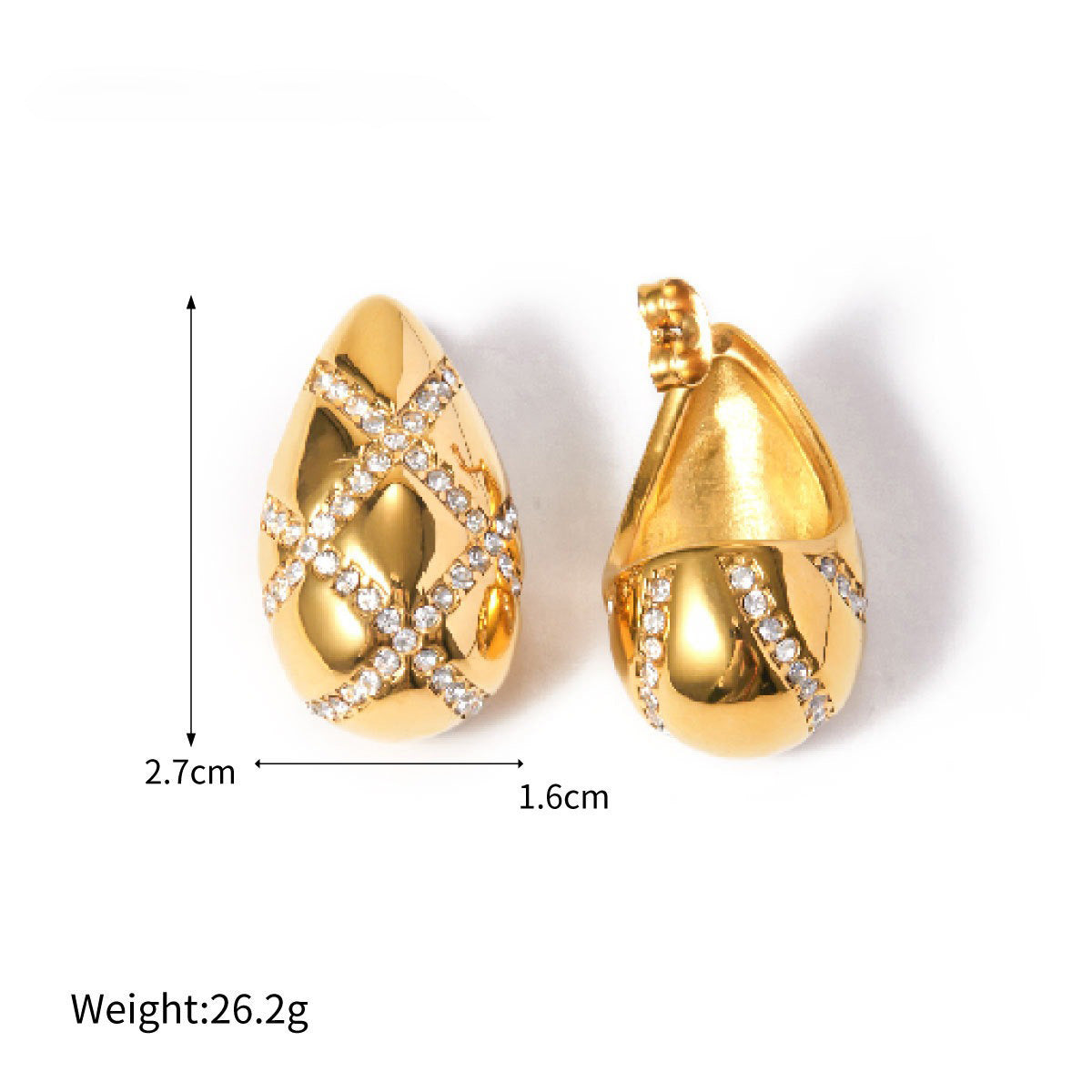 Modische 18-Karat-Ohrringe in Tropfenform mit diamantbesetztem Rautendesign