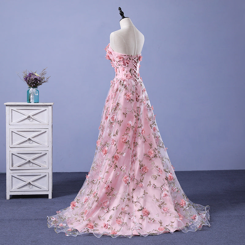 Robe sans bretelles en dentelle florale pour femmes