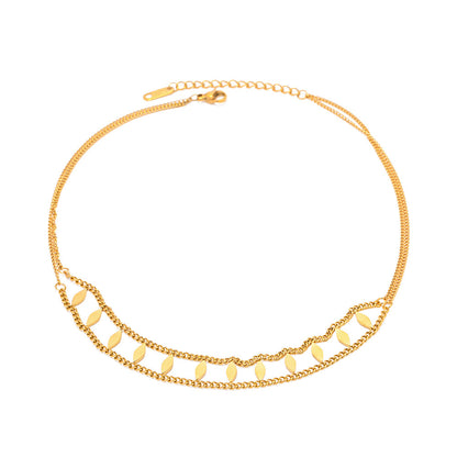 18K Gold Fashion Simple Double Layer Design Versatile Necklace