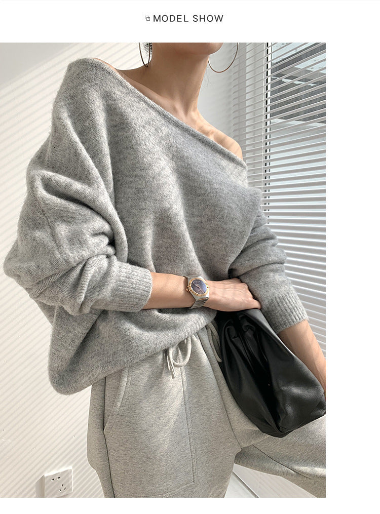 Pull tricoté ample et irrégulier à la mode pour femmes