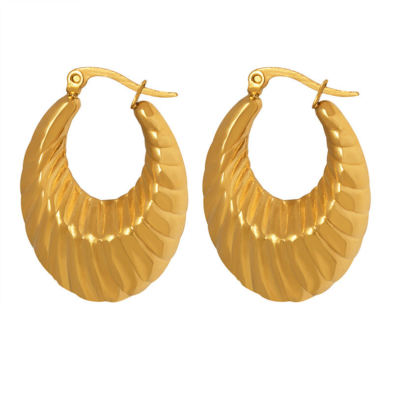 18K Gold Fashion Retro U-shaped Thread Design Simple Wind Earrings