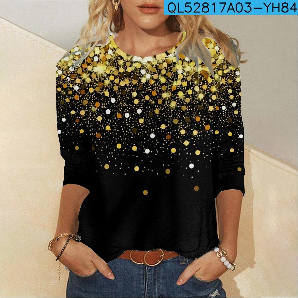 Lässiges Langarm-T-Shirt für Damen mit 3D-Digitaldruck