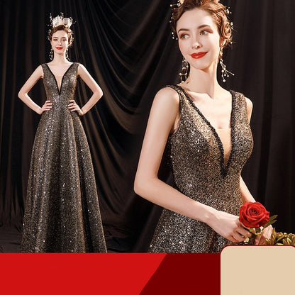 Robe de mariée noire à paillettes pour femmes