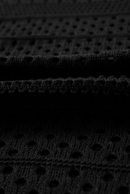 Robe cache-cœur noire fendue au crochet ajourée