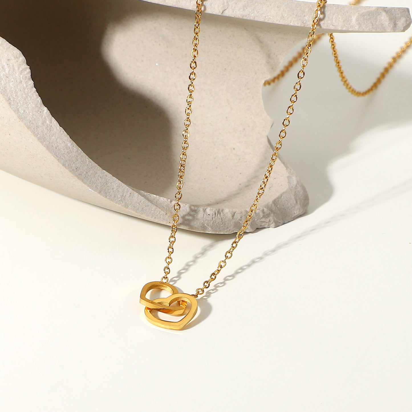 Hot Sale 18K Gold Double Heart Necklace