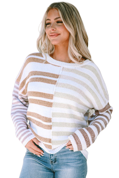 Slouchy-Pullover mit Blockstreifen und überschnittener Schulter