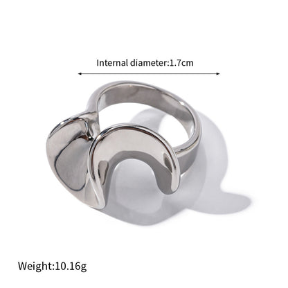 18K gold trendy exaggerated irregular shape/love shape design light luxury style ring