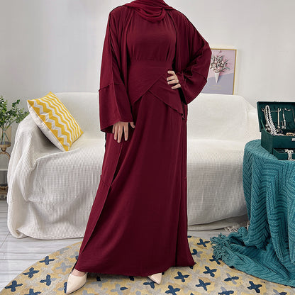 Ensemble de costume trois pièces de couleur unie pour femme